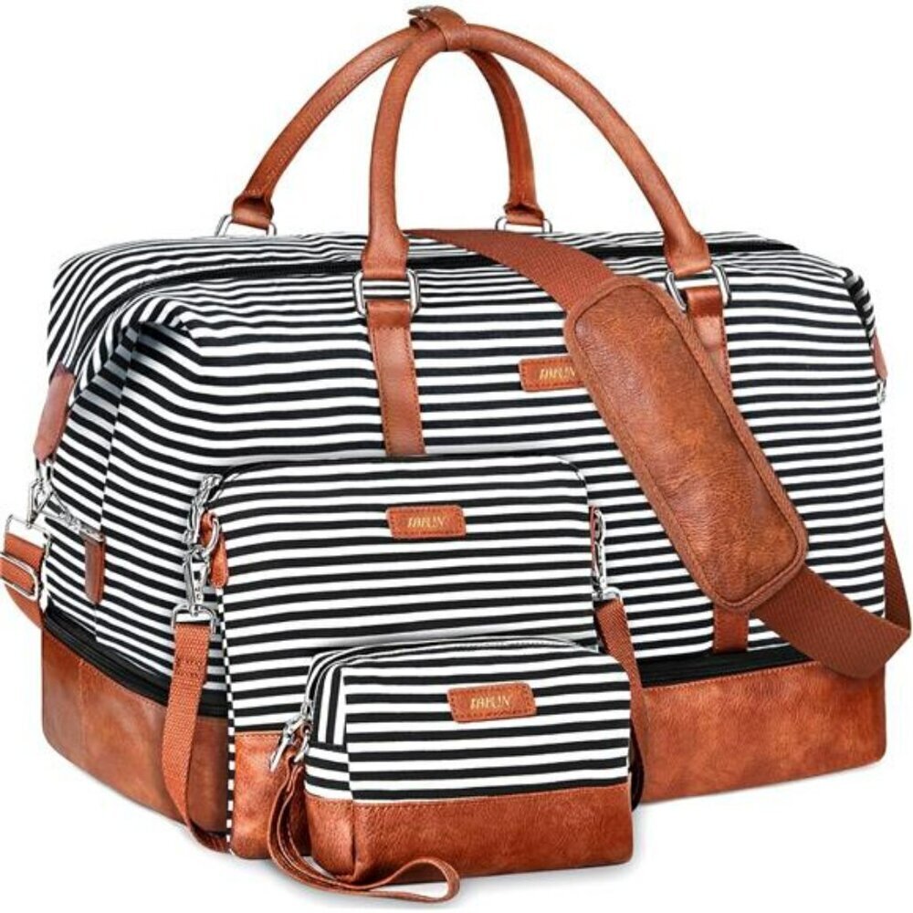 IBFUN Weekender Travel Duffle Bag with Shoe Compartment Tote Set for Women